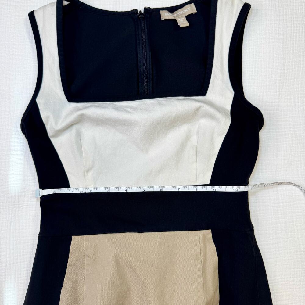 Banana Republic Sloan Colorblock Dress Black Cream Women’s 2P Petite Officewear - Picture 9 of 16
